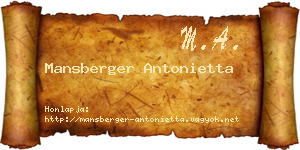 Mansberger Antonietta névjegykártya